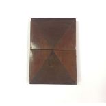 A KILLARNEY CARD CASE, 19th century, yew-wood, 3" x 2" approx