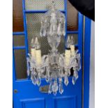 A WATERFORD CRYSTAL 5 BULB CHANDELIER, each piece individually stamped with Waterford, drop 64cm