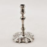AN 18TH CENTURY / GEORGE II SILVER TAPER STICK, made in 1745 by Thomas Gilpin, 10.7cm high 7.1cm