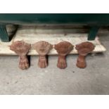 A SET OF 4 CAST IRON BATH FEET, 10in tall approx