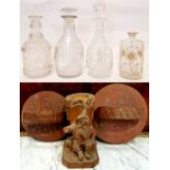 A MIXED LOT OF ITEMS, includes; (i) A COLLECTION OF GLASS DECANTERS, (2) with stoppers, (2)