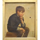 EILEEN E. ROBERTS, "PORTRAIT OF YOUNG BOY", oil on canvas, signed upper left with initials,