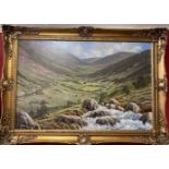 GERRY MARJORAM, (IRISH B. 1936) “THE VALLEY STREAM”, oil on canvas, 89cm x 69cm approx