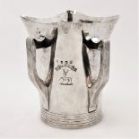 A LATE 19TH CENTURY IRISH SILVER METHER CUP, of usual tapering form, having four handles, hallmark/