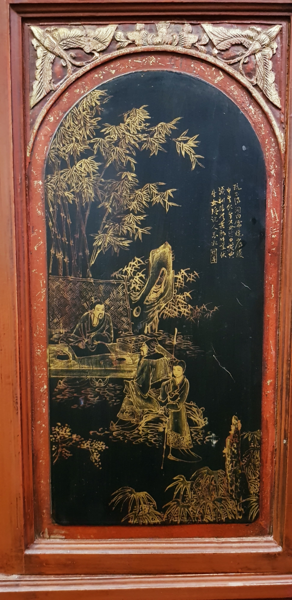 A VERY FINE ‘CHINOISERIE’ CHEST ON CHEST, two cabinet doors, over 2 drawers over lower base with 2 - Image 3 of 6