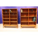 A PAIR OF OAK MID CENTURY MODERN, BORGE MOGENSEN FOR FDB MOBELFABRIK OPEN BOOKCASES, Danish, with