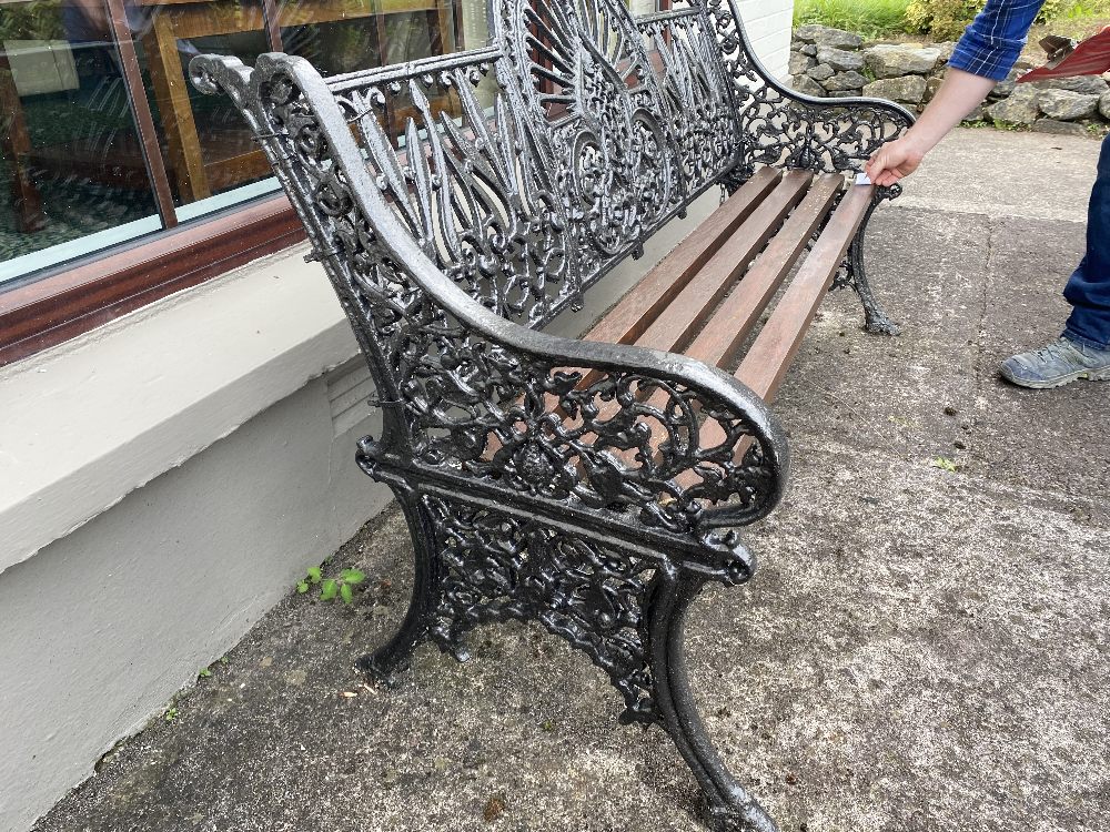 A 19TH CENTURY VICTORIAN CAST IRON SEAT, 62in wide - Image 2 of 2
