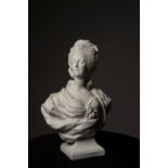 A 19TH CENTURY FRENCH STATUARY BISQUE BUST OF MARIE ANTOINETTE