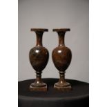 A PAIR OF 19TH CENTURY ENGLISH MARBLE VASES, circa 1860, each 10.75 in tall approx