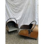 A PAIR OF VICTORIAN COPPER COAL SCUTTLES, 40cm x 30cm approx each