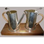 AN UNUSUAL SILVER PLATED COFFEE SET, by Harrods of London, silver plated, each with reeded handles