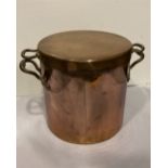 A RUSSBOROUGH HOUSE COPPER STOCK POT with brass handle, 12 1/2 in wide x 12 in high