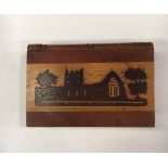 A KILLARNEY BOOK SHAPED PRAYER BOX, 19th century, yew-wood, inlaid with Muckross Abbey and leafy