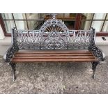 A 19TH CENTURY VICTORIAN CAST IRON SEAT, 62in wide
