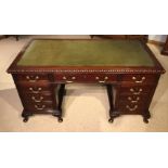 A VERY GOOD QUALITY 19TH CENTURY MAHOGANY LEATHER TOP 9 DRAWER DESK in excellent condition,