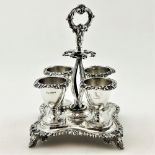 MID 19TH CENTURY SILVER EGG CRUET, engraved to base & with crest of a bird, Barnards, 1831, 20.6cm