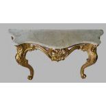 A VERY GOOD QUALITY 19TH CENTURY MARBLE TOP GILT CONSOLE TABLE, with original marble top, in good