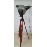 A RARE VINTAGE ‘SHIPS SEARCH LANTERN’ mounted on a wooden ‘Kern’ tripod stand, electric,