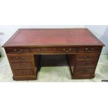 A GOOD QUALITY 19TH CENTURY MAHOGANY LEATHER TOPPED PEDESTAL DESK, with 2 drawers to the frieze over