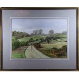 HAROLD J. WATKINS, “BROMYARD DOWNS”, watercolour, signed lower right, 17.25 x 12.25 inches painting,