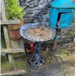 A CAST IRON BIRDBATH, 70cm high