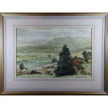 HAROLD J. WATKINS, “LANDSCAPE WITH HILLS”, watercolour, signed lower right, 17.75 x 11.75 inches