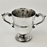 AN IRISH 18TH CENTURY SILVER TWO HANDLED CUP, Dublin, circa 1760 by William Townsend, the two