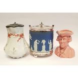 A MIXED LOT includes; (i) A Sudlow & Sons Royal semi porcelain pewter topped jug, (ii) a Wedgewood