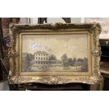 A LATE 19TH CENTURY/ EARLY 20TH CENTURY WATERCOLOUR "THE RETREAT BATTERSEA" IN GILT FRAME in need of