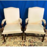 A PAIR OF GOOD QUALITY 'GAINSBOROUGH' CHAIRS, with mahogany frames, 63cm x 63cm x 97cm approx each