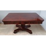 A GOOD QUALITY EARLY 19TH CENTURY IRISH ROSEWOOD LIBRARY TABLE, in the manner of William & Gibson