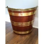 A VERY GOOD 18TH CENTURY MAHOGANY BRASS BOUND OYSTER BUCKET, a delicacy in the grand houses of