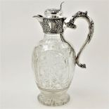 AN EARLY 20TH CENTURY SILVER & GLASS CLARET / WINE DECANTER, Sheffield, 1909, W&G Sissons, with