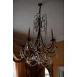 A CUT GLASS ITALIAN CHANDELIER c.1920, 96cm long