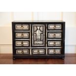 AN IMPORTANT 17TH CENTURY ITALIAN TABLE CABINET, inlaid in ivory, c.1660 to 1680, with an