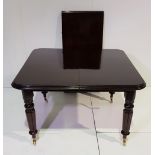 A GOOD QUALITY SINGLE LEAF 19TH CENTURY MAHOGANY DINING TABLE, in mint condition, with leaf,