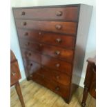 A 19TH CENTURY MAHOGANY 5 DRAWER SECRETAIRE CHEST, 110cm wide x 152cm high x 61cm deep