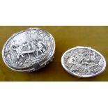 TWO TRINKET / RING BOXES, (i) the larger of the two with wonderful detailed relief work on all