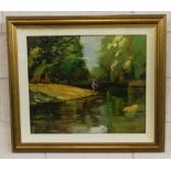 LIAM KELLY, "BEND IN THE RIVER", oil on board, signed lower right, 20in x 24in approx