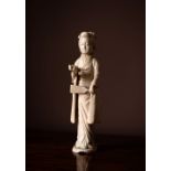 A 19TH CENTURY JAPANESE IVORY FIGURE, 21cm high