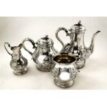 A VERY FINE LATE 19TH CENTURY IRISH 4 PIECE SILVER TEASET, Dublin, 1865, by John Smyth, comprising