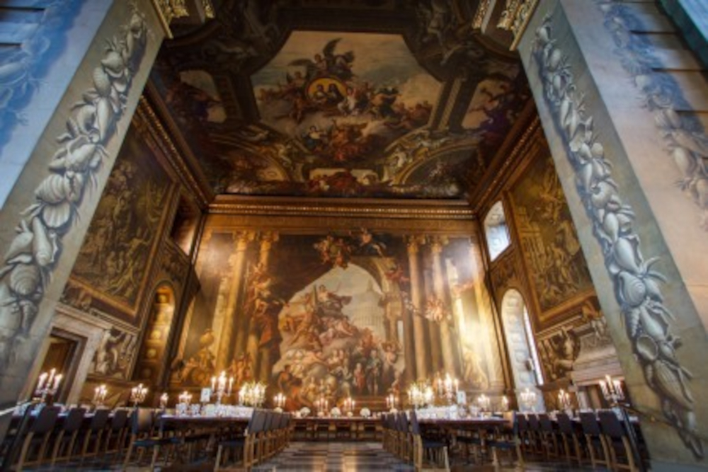 A PAIR OF GEORGE VI 5 LIGHT SILVER CANDELABRA FROM THE PAINTED HALL AT GREENWICH, in the Art Deco - Image 6 of 6