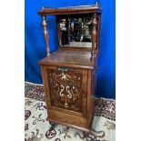 A GOOD QUALITY ROSEWOOD & IVORY INLAID COAL 'PURDONIUM' with raised mirrored gallery top, and drop