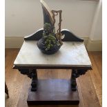 A MINIATURE MARBLE TOPPED CONSOLE, 59cm wide x 40cm deep x 68cm high