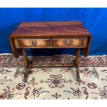 A LOW RISE DROP LEAF TABLE, Sofa / coffee table, with string inlaid detail, raised on turned