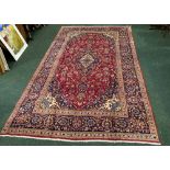 A FINE PERSIAN KASHAN CARPET, hand woven, with 16th century Shah Abbas design, knot density of 500,