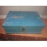 AN IRISH ARMY PINE CHEST, stamped to the base with ‘FF’ and dated 1942. Later painted blue for