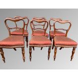 A SET OF SIX 19TH CENTURY MAHOGANY DINING ROOM CHAIRS ON TURNED LEG, in good condition