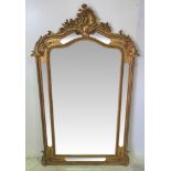 A VERY FINE 19TH CENTURY GILT HALL or OVERMANTLE MIRROR, with four panelled mirrors inset to the