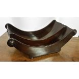 A GEORGE III MAHOGANY CHEESE COASTER, boat shaped waiter, with divisions for biscuits and cheese,